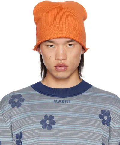 Marni Orange Mohair Beanie In 00r30 Arabesque