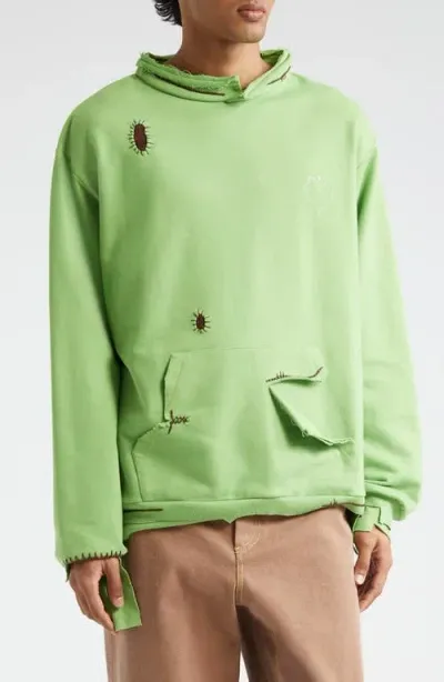 Marni Oversize Distressed Crewneck Sweatshirt In Green