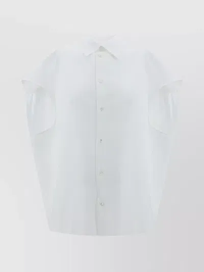 Marni Drop Shoulder Sleeveless Poplin Shirt In White