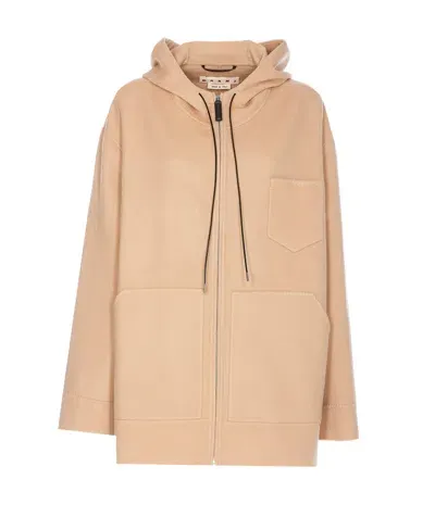 Marni Parka In Cashmere Wool With  Topper In Beige