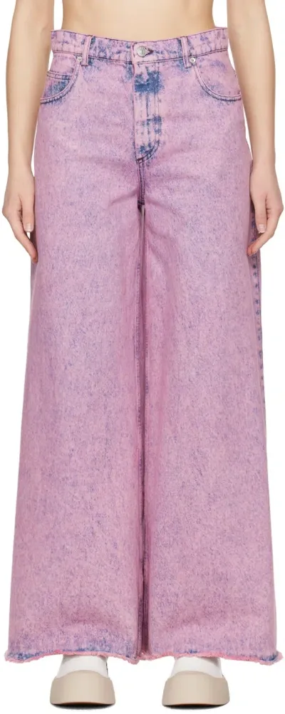 Marni Pink Flared Jeans In Multicolor