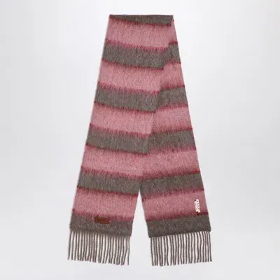 Marni Pink/grey Striped Wool-blend Scarf Women