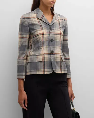 Marni Plaid Short Jacket In Slate Blue