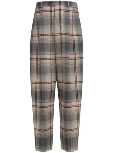 Marni Plaid Tapered Trousers In Grey