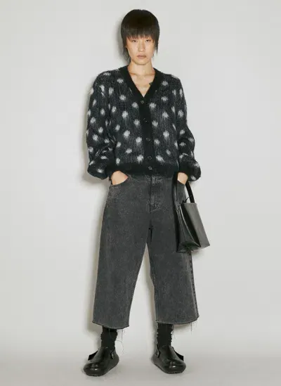 Marni Polka Dot Knit Cardigan In Black