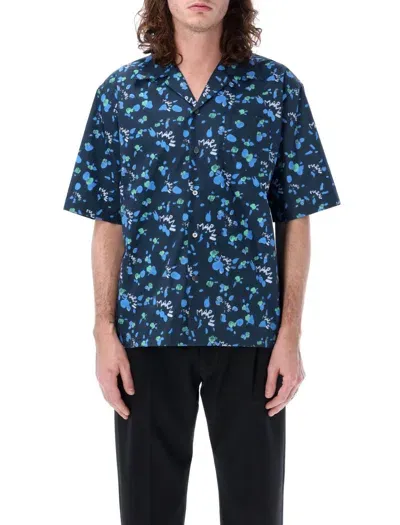 Marni Graphic-print Cotton Shirt In Blue