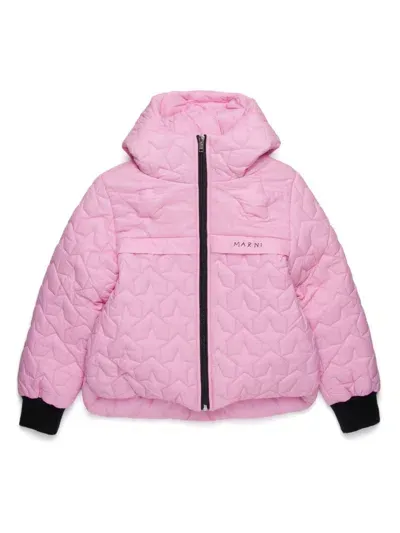 Marni Kids' Quilted Hoodie Puffer Jacket In Pink