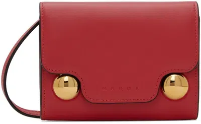 Marni Red Coin Holder Wallet In 00r67 Tulip