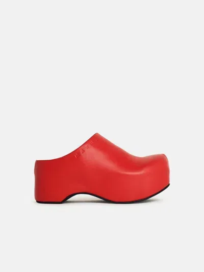 Marni Red Leather Sabots