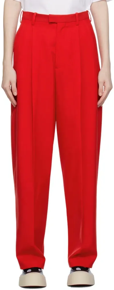 Marni Pressed-crease Tapered Trousers In Red