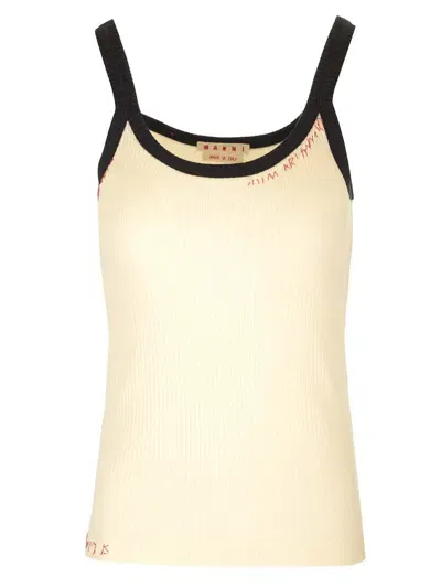 Marni Contrasting Tank Top In White/black