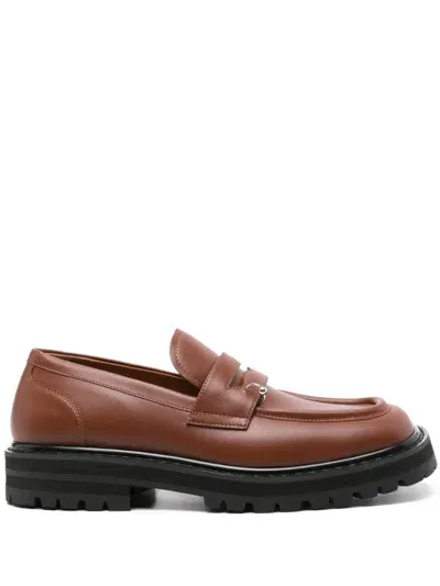 Marni Ring-embellished Loafers In Braun