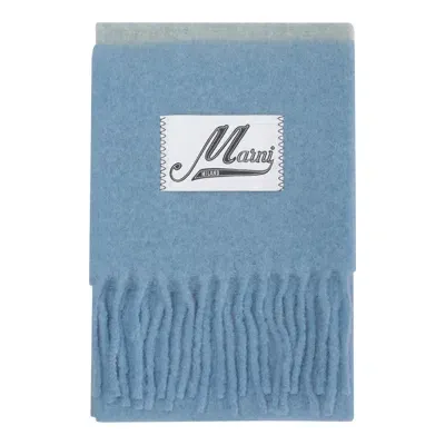 Marni Light Blue Wool Scarves In Lake