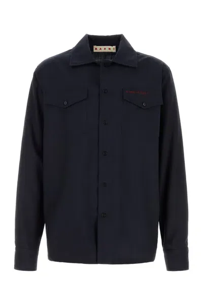 Marni Dark Blue Wool Shirt