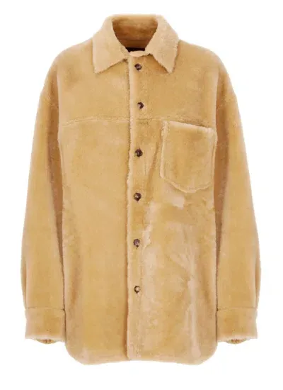 Marni Reversible Shearling Jacket In Brown