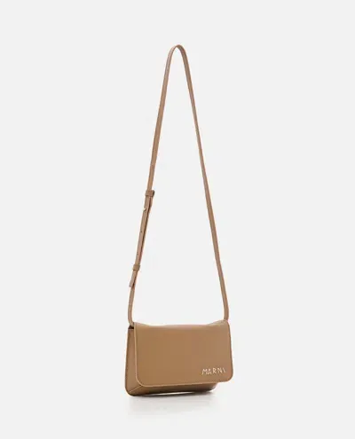 Marni Shoulder Leather Bag In Ivory/cream Beige