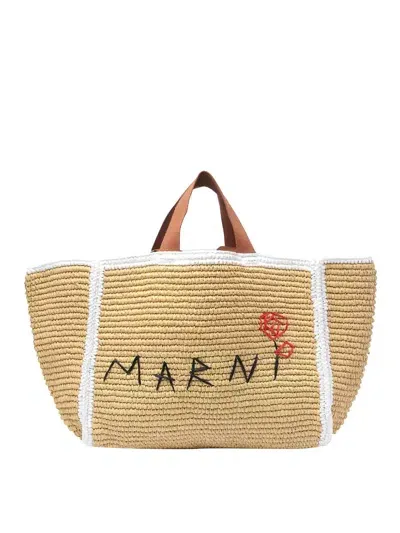 Marni Sillo Shopping Bag In Beige