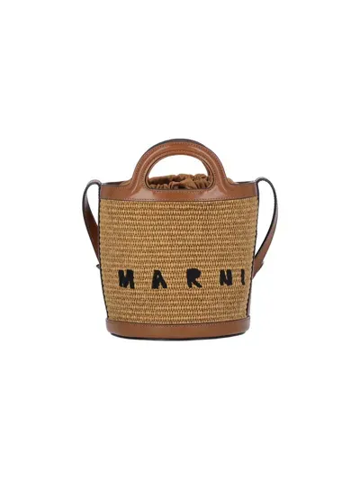 Marni Small Bucket Bag Tropicalia In Raw Sienna