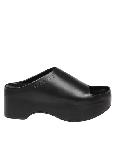 Marni Smooth Calfskin Slippers In Black