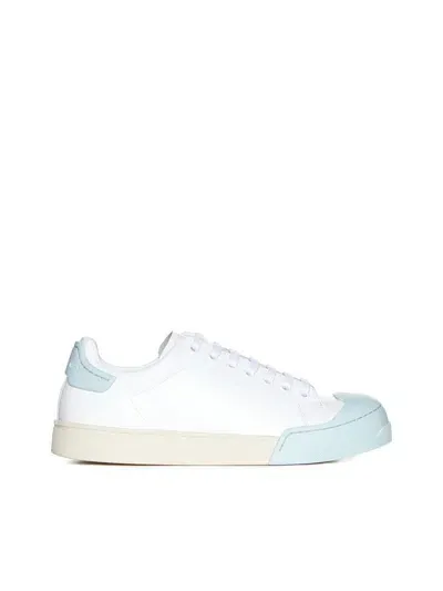 Marni Dada Two-tone Leather Sneakers In Lily White/mineral Ice