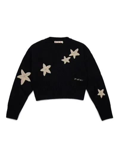 Marni Star Intarsia-knit Sweater In 黑色