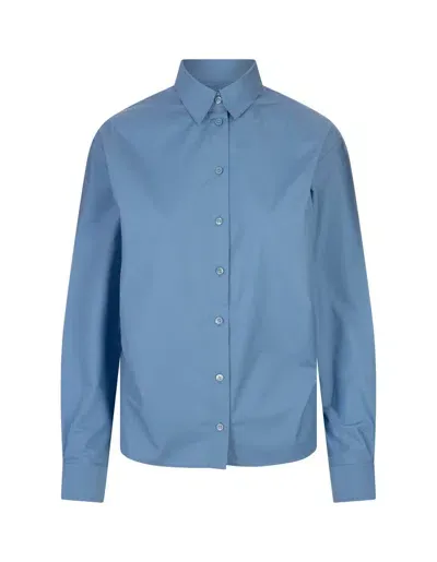 Marni Straight Hem Poplin Shirt In Blue