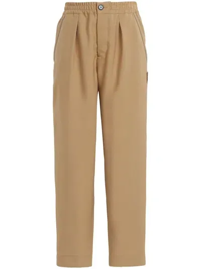 Marni Straight-leg Wool Trousers In Beige