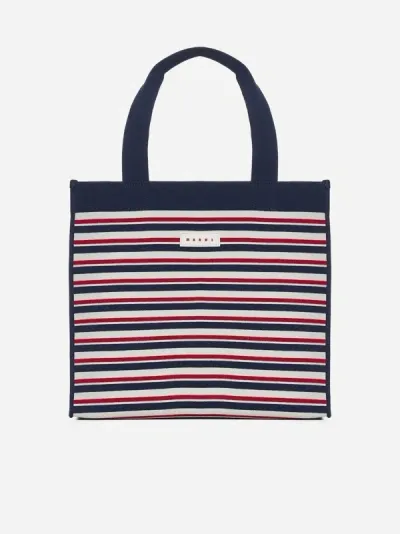 Marni Tote In Marine,ivory,red