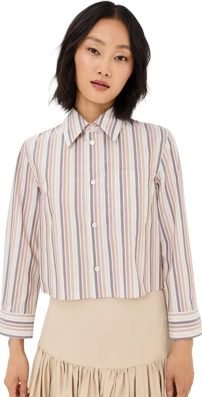 Marni Striped Poplin Shirt Nomad In Brown