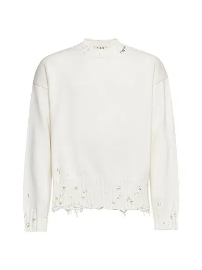 Marni Beige Cropped Sweater In Lila