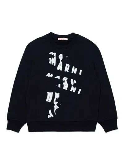 Marni Kids' Logo-print Cotton Sweatshirt In Black