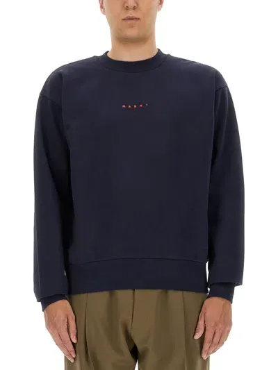 Marni Sweatshirt With Logo In Blue