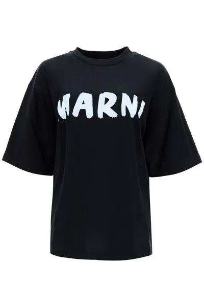 Marni T Shirt Logata Oversize In Black