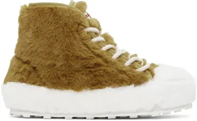 Marni Tan & White Teddy Tennis Sneakers In Zo837 White/beige