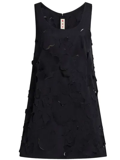 Marni Textured-finish Mini Dress In Black