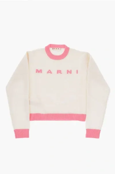 Marni To-tone Wool And Cashmere Crew-neck Sweater In White