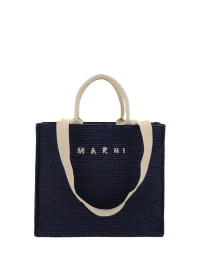 Marni Large Rafia Bag In Ultramarine