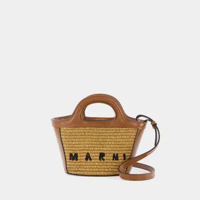 Marni Tropicalia Micro Shopper Bag In Brown