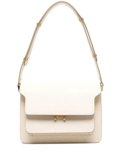 Marni Trunk Shoulder Bag In Leather In Beige