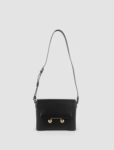 Marni Trunkaroo Foldover Top Medium Shoulder Bag In Black