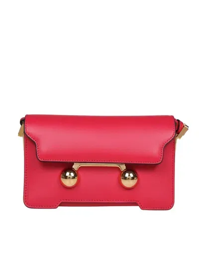 Marni Trunkaroo Rectangular Leather Shoulder Bag In Red