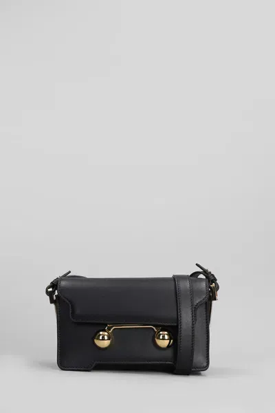 Marni Trunkaroo Shoulder Bag In Black Leather In Animal Print