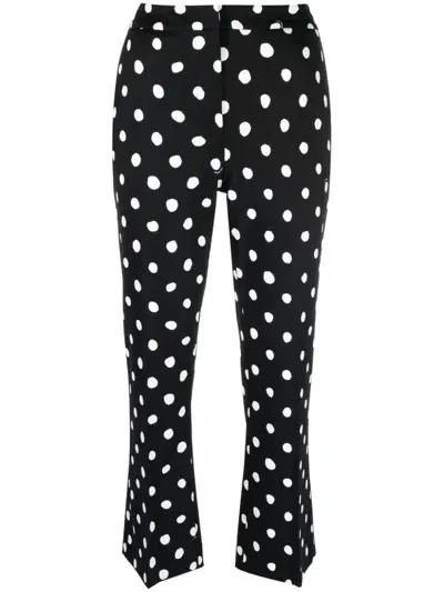 Marni Viscose Polka Dot Trousers In Black