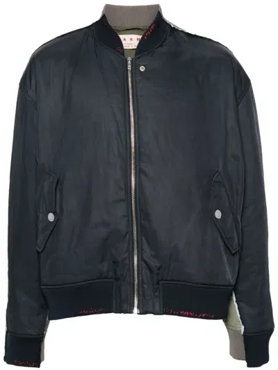 Marni Water-repellent Twill Bomber Jacket In Blue