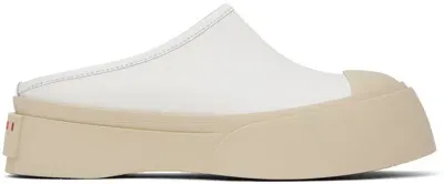 Marni White Leather Pablo Slippers In 00w01 Lily White