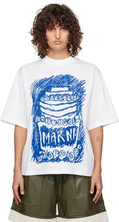 Marni White  30th Anniversary T-shirt In Ckw01 Lily White