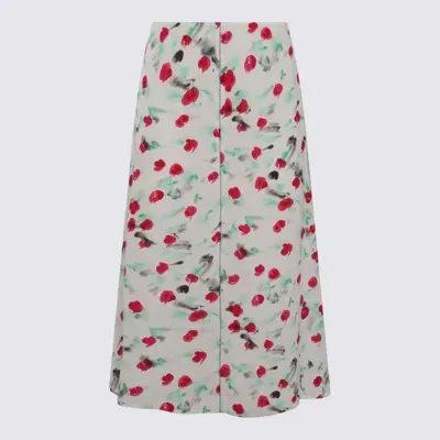 Marni White Midi Skirt In Lily White