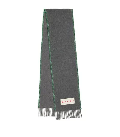 Marni Wool-cashmere Scarf In Grey