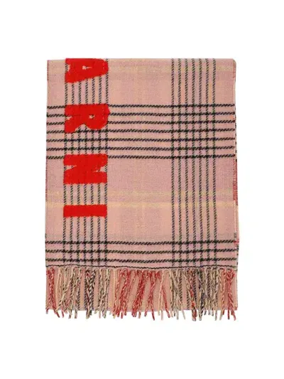 Marni Wool Double Check Scarf In Multicolor