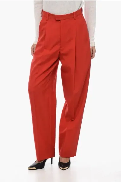 Marni Wool Loose-fit Pants With Pleats In Orange